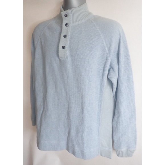 Tommy Bahama Mock Neck Sweater Mens S Blue Quarter Button Cotton Preppy - Picture 3 of 5